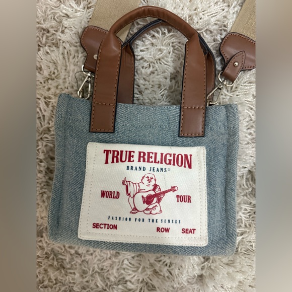 True Religion Denim and Leather Messenger Bag